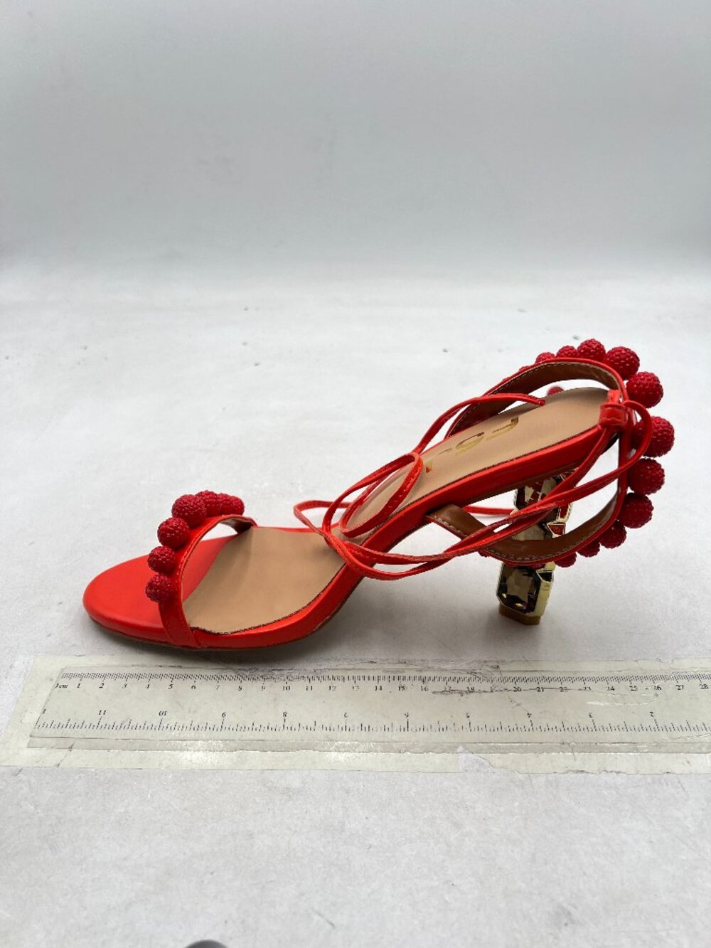 FSJ Orange Sexy Open Toe Shiny Rhinestone Balls Strappy Ankle Strap Sandals